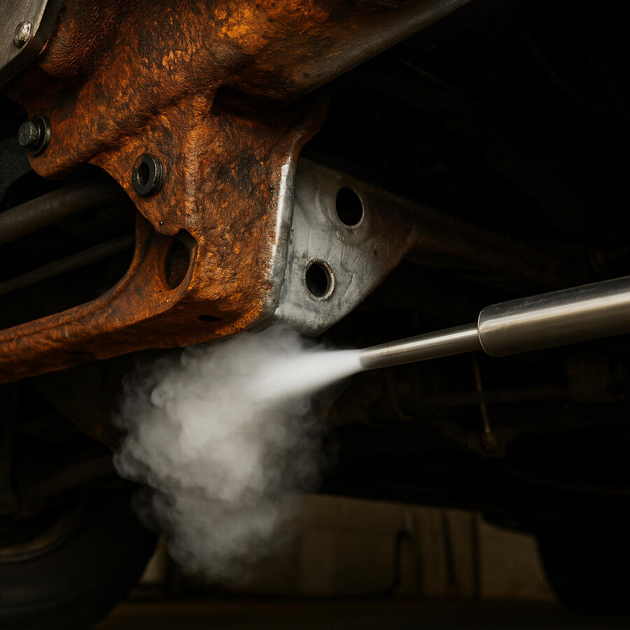 Undercarriage Rust Removal &amp; Protection We remove all rust with precision dry ice blasting, then apply a durable protective coating to guard against future corrosion.
